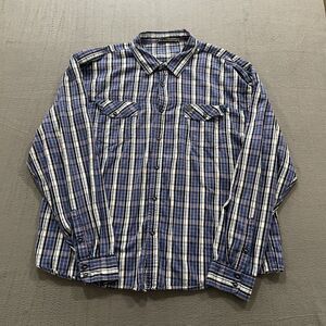 Marithe Francois Girbaud Shirt Mens 4XL Button Up Long Sleeve Flannel Blue Plaid